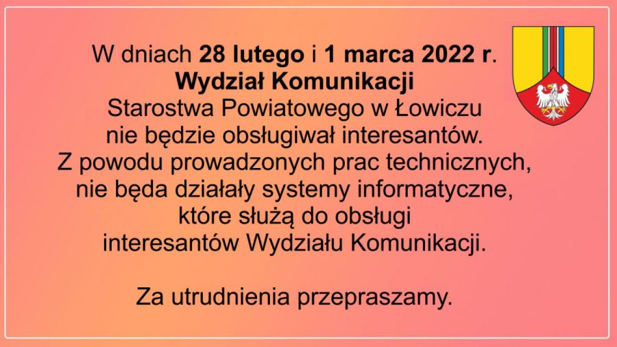 informacja Wydziału Komunikacji