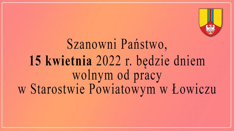 dzień wolny od pracy w Starostwie Powiatowym