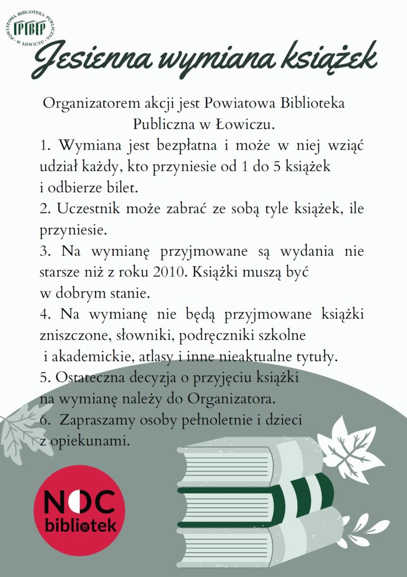 plakat jesienna wymiana książek