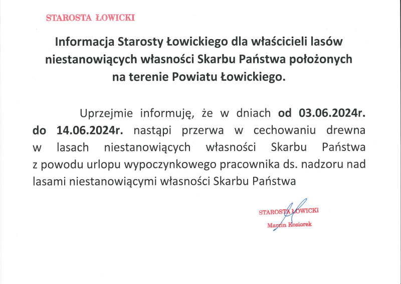 informacja o urlopie