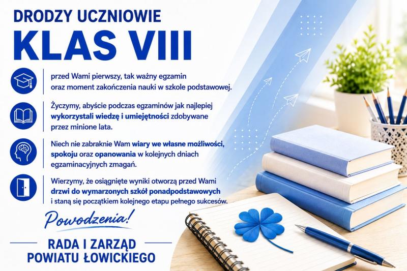 Drodzy Ósmoklasiści! Powodzenia!